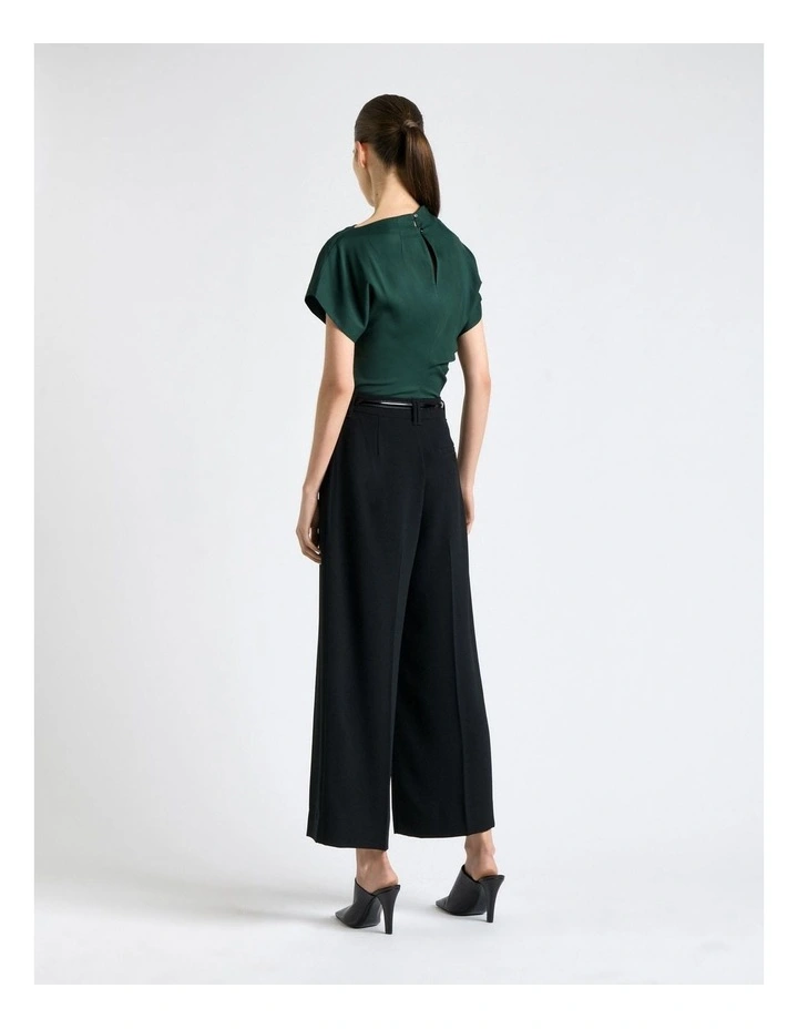 Stretch Viscose Drape Neck Top in Green image 2