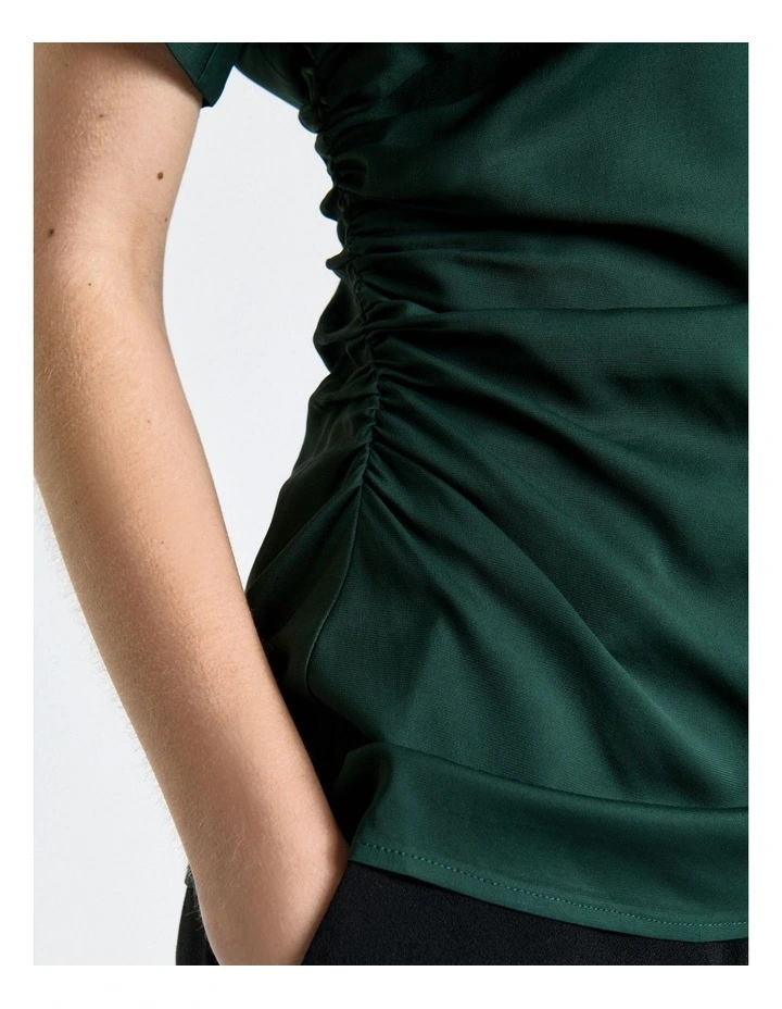 Stretch Viscose Drape Neck Top in Green image 6