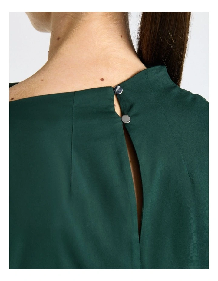 Stretch Viscose Drape Neck Top in Green image 7