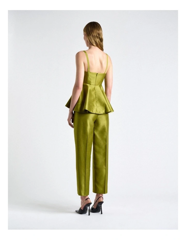 Viscose Lurex Peplum Top in Green image 2