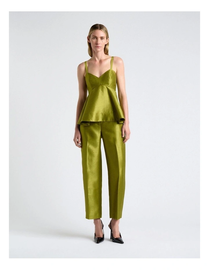 Viscose Lurex Peplum Top in Green image 3