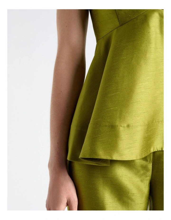 Viscose Lurex Peplum Top in Green image 5