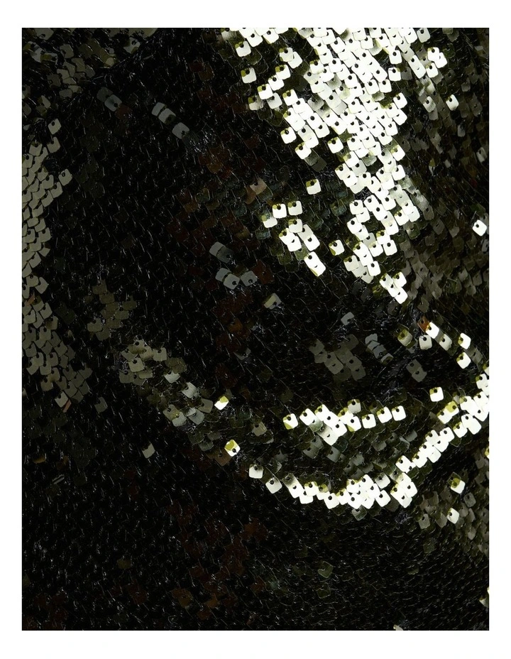 Sequin Strappy Midi Dress in Green image 7