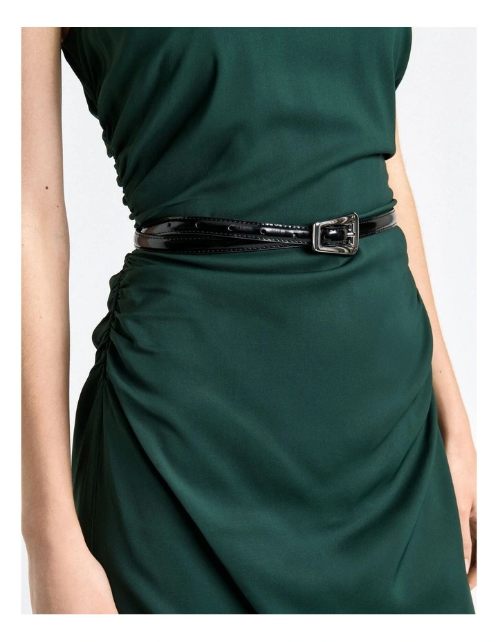 Stretch Viscose Tie Neck Dress in Green image 6