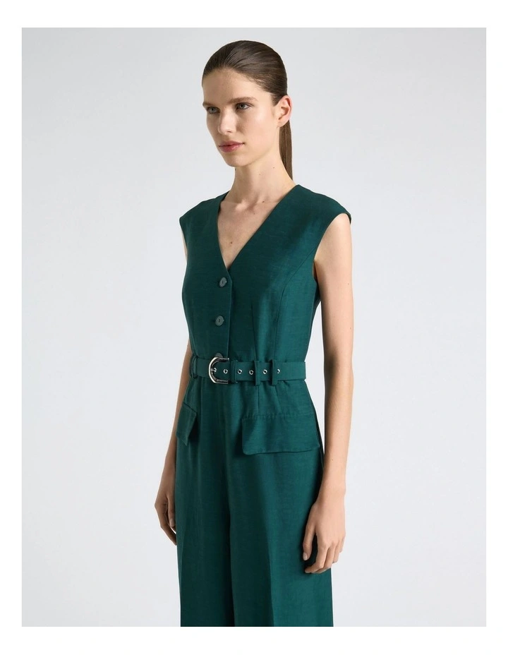 Pine Viscose Blend Sleeveless Jumpsuit image 3