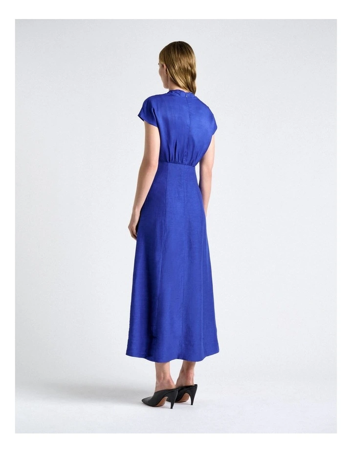 Viscose Blend Sculpted Bodice Dress in Bright Blue image 2