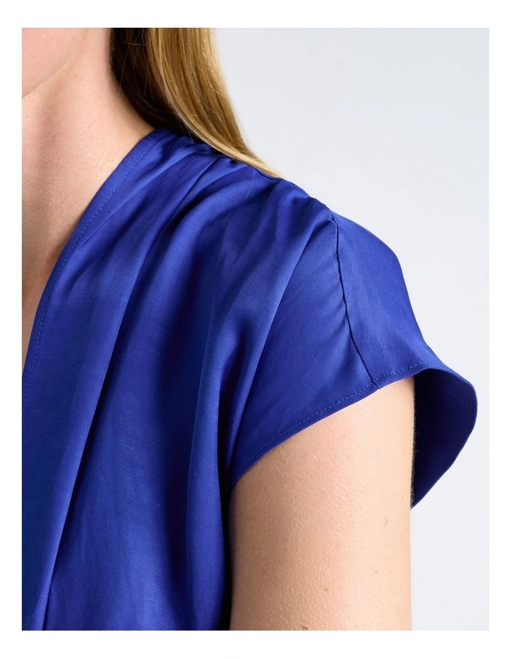 Viscose Blend Sculpted Bodice Dress in Bright Blue image 4