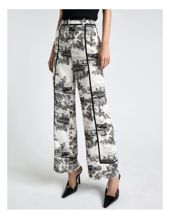 Porcelain Toile Cropped Pant in Cream image 1