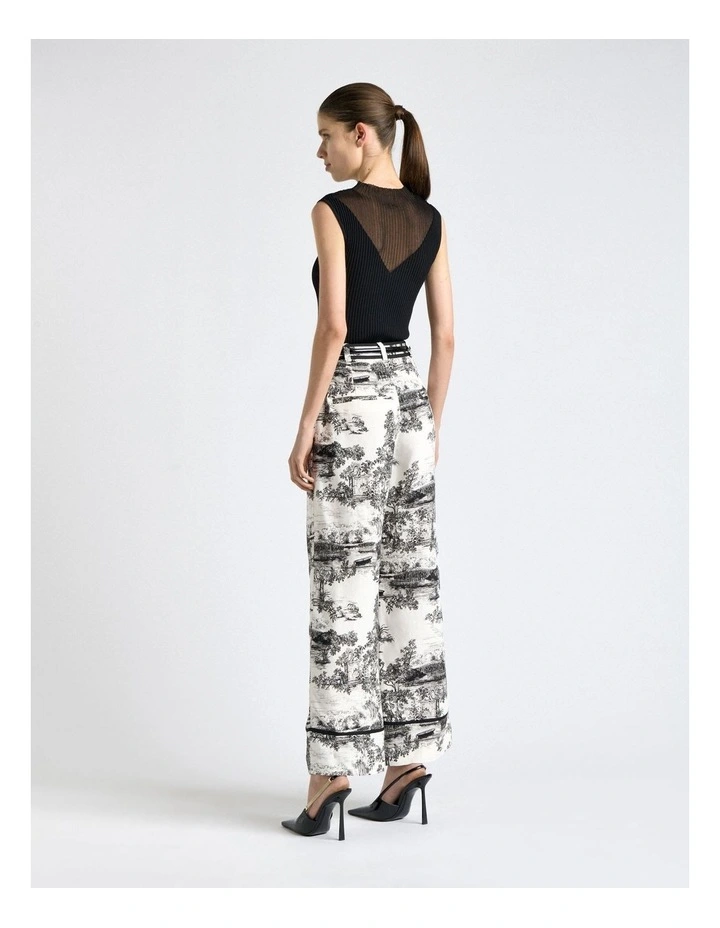 Porcelain Toile Cropped Pant in Cream image 2