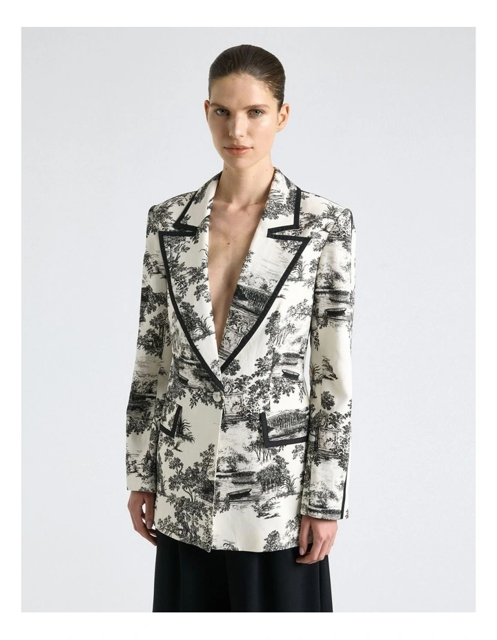 Porcelain Toile Blazer in Cream image 1