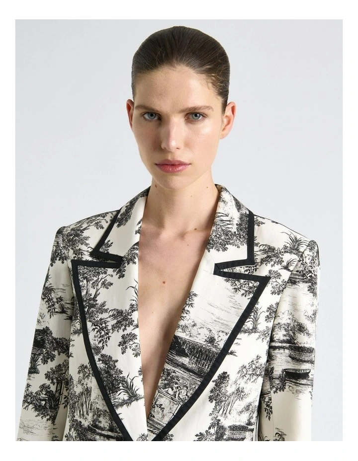 Porcelain Toile Blazer in Cream image 3