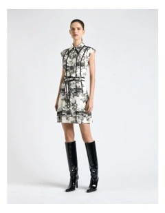 Porcelain Toile Mini Dress in Cream