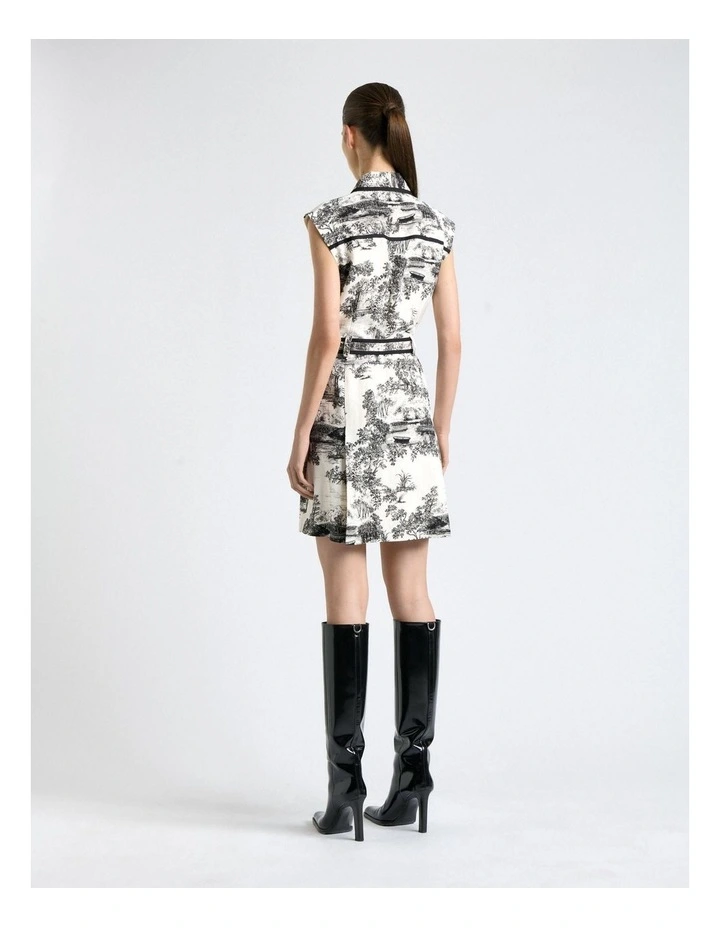 Porcelain Toile Mini Dress in Cream image 2