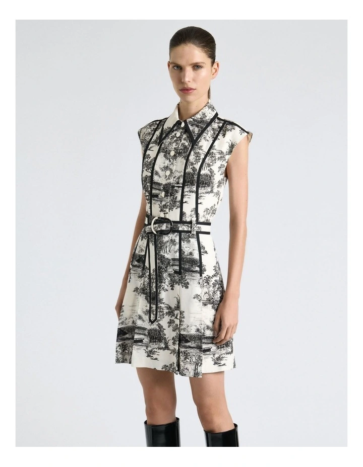 Porcelain Toile Mini Dress in Cream image 3