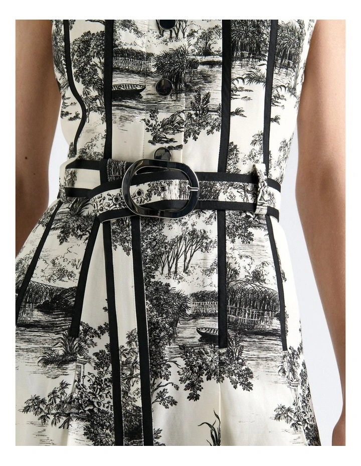 Porcelain Toile Mini Dress in Cream image 5