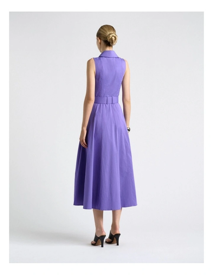 Violet Good Earth Cotton Collared Midi Dress image 2