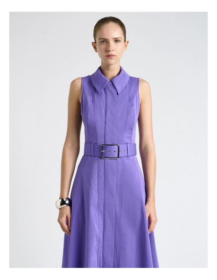 Violet Good Earth Cotton Collared Midi Dress image 3