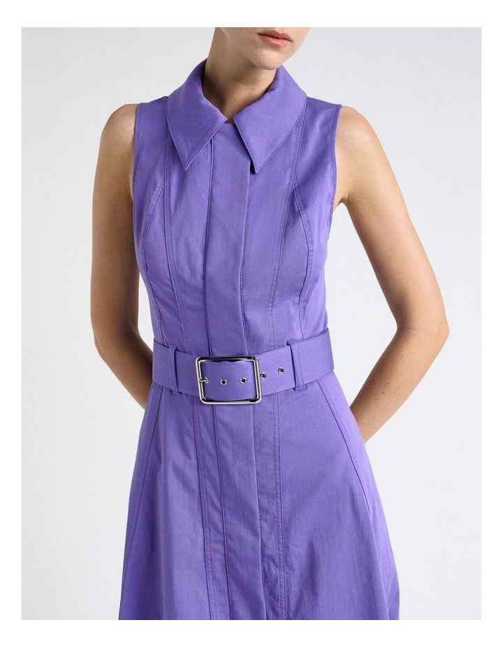 Violet Good Earth Cotton Collared Midi Dress image 4
