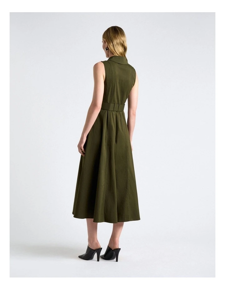 Good Earth Cotton Collared Midi Dress in Green image 2
