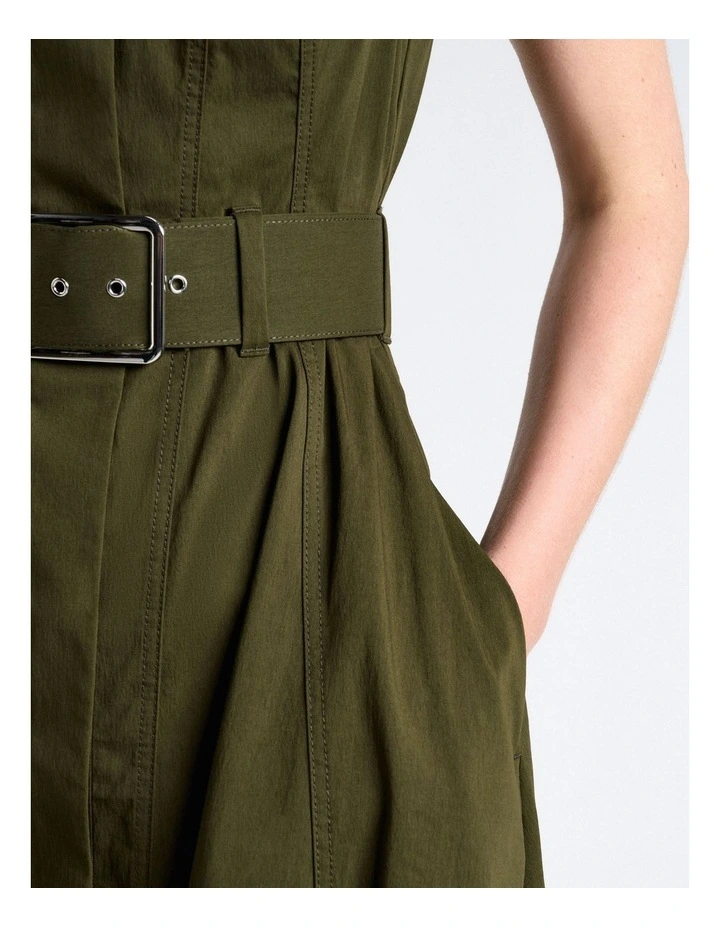 Good Earth Cotton Collared Midi Dress in Green image 4