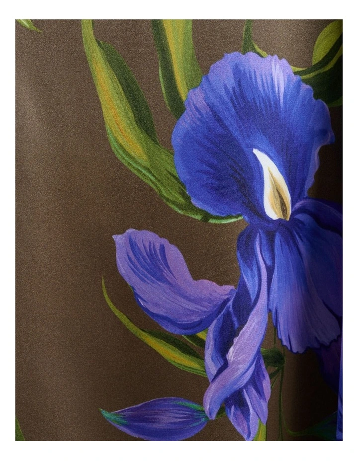 Olive Iris Serenade Satin Midi Dress in Green image 6