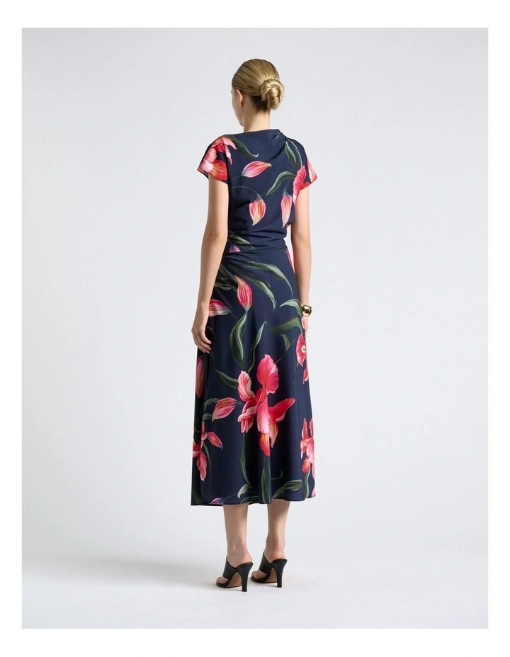 Serenade Drape Neck Midi Dress in Blue image 2