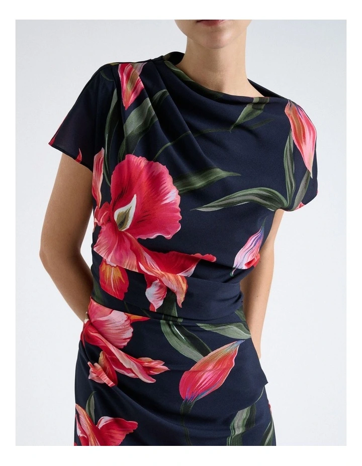 Serenade Drape Neck Midi Dress in Blue image 4