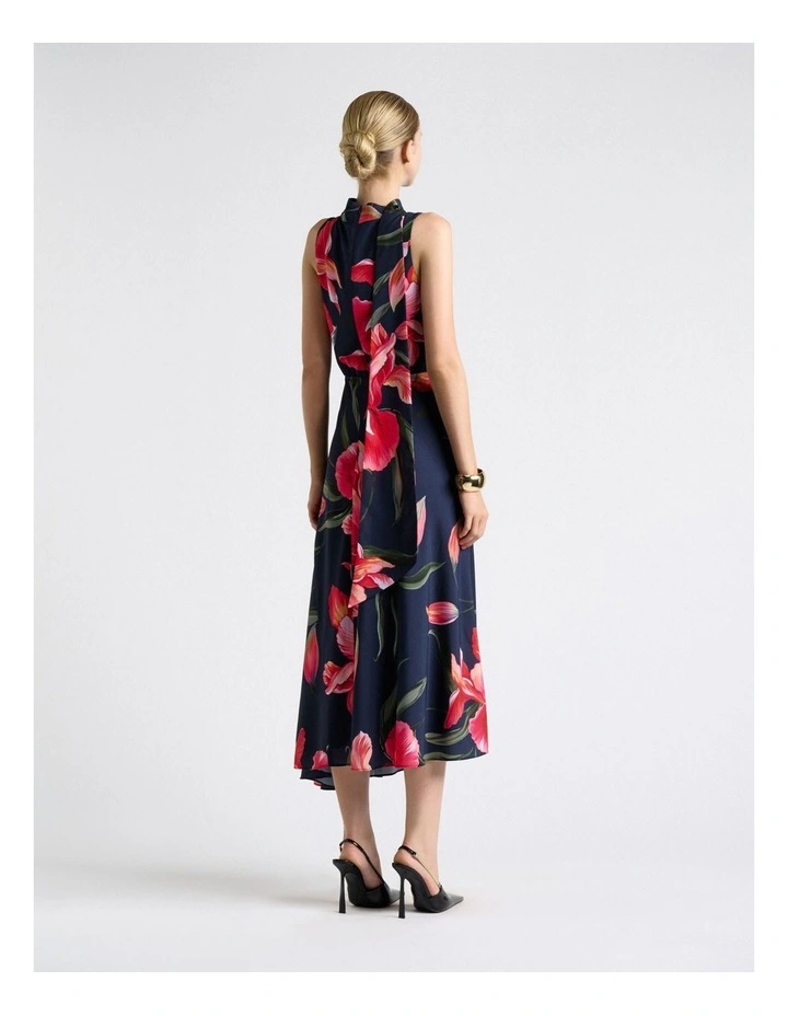 Serenade Halter Tie Neck Midi Dress in Blue image 2