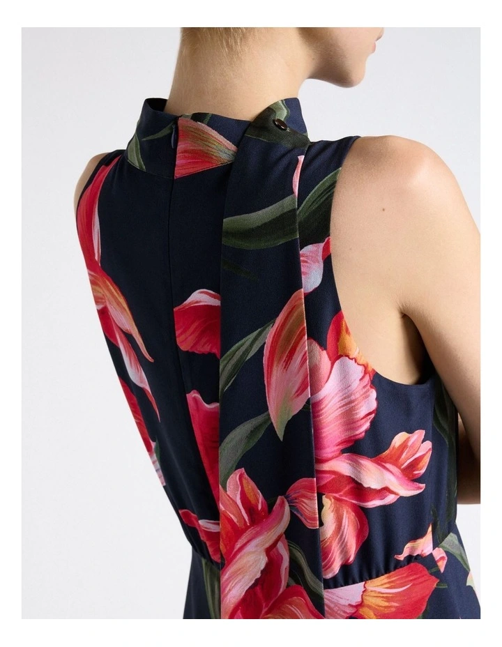 Serenade Halter Tie Neck Midi Dress in Blue image 4