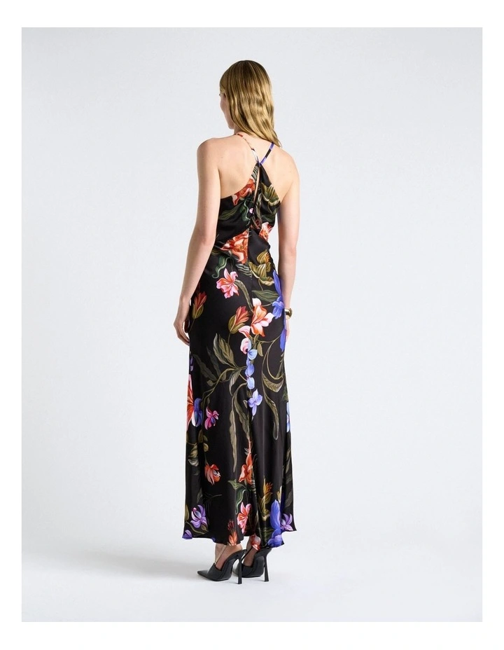 Midnight Tropical Strappy Maxi Dress in Black image 2