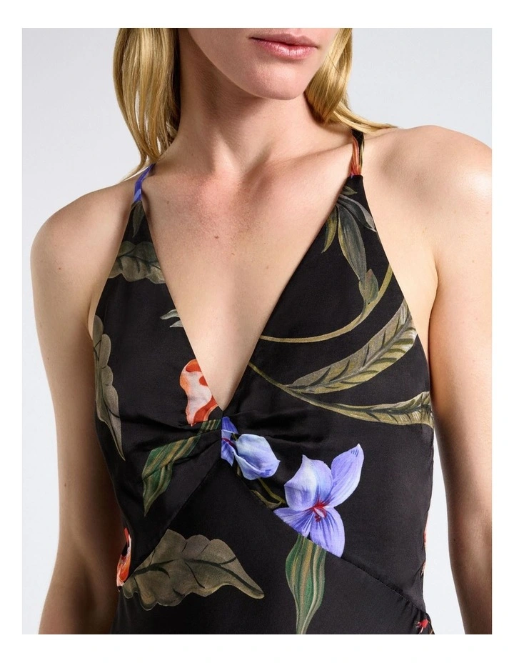 Midnight Tropical Strappy Maxi Dress in Black image 4