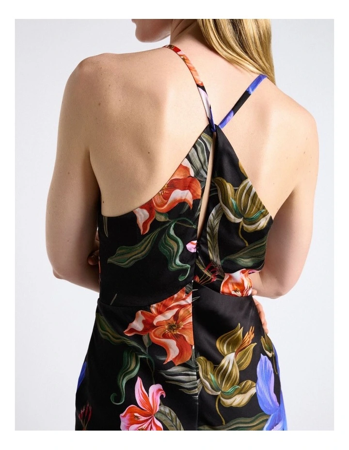 Midnight Tropical Strappy Maxi Dress in Black image 5