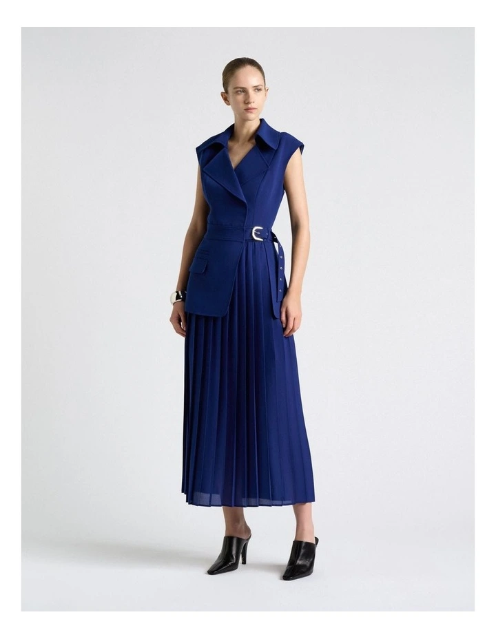Recycled Double Weave Pleated Trench Midi Dress image 1