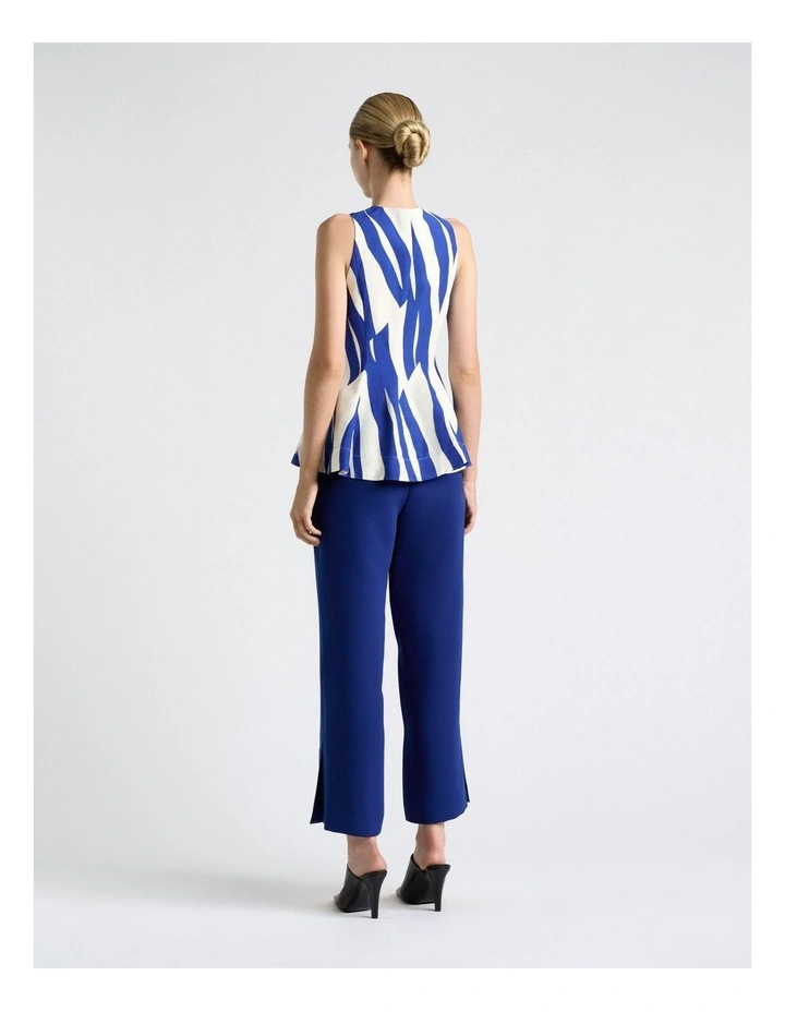 Broken Stripe Peplum Top in Blue image 2