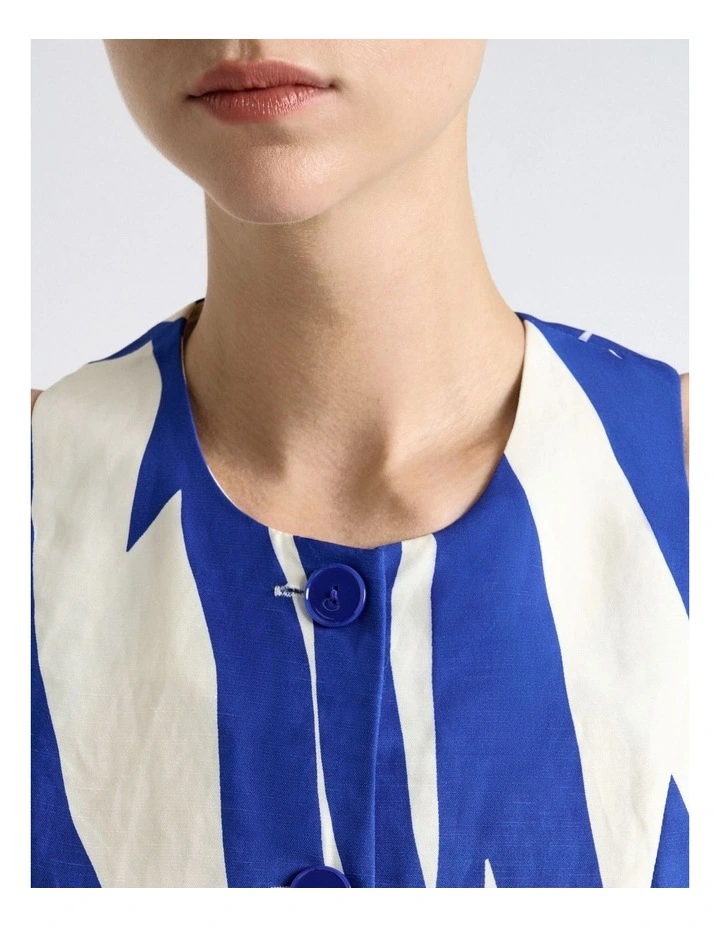 Broken Stripe Peplum Top in Blue image 3