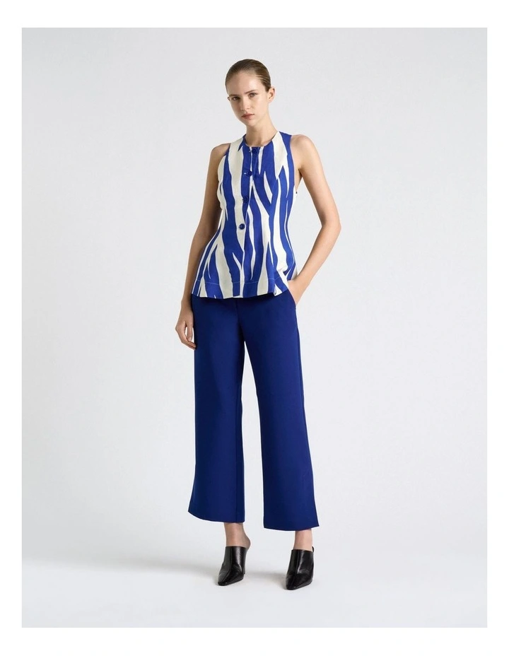 Broken Stripe Peplum Top in Blue image 4