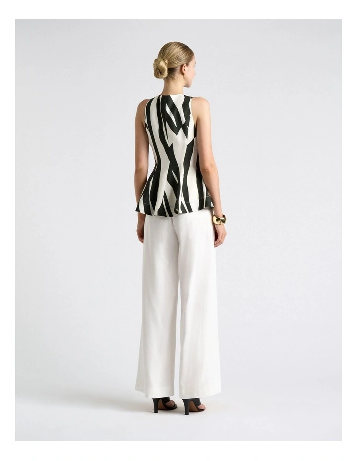 Broken Stripe Peplum Top in Green image 2