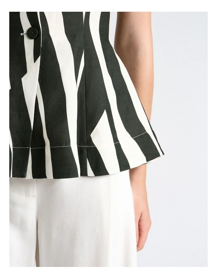 Broken Stripe Peplum Top in Green image 3