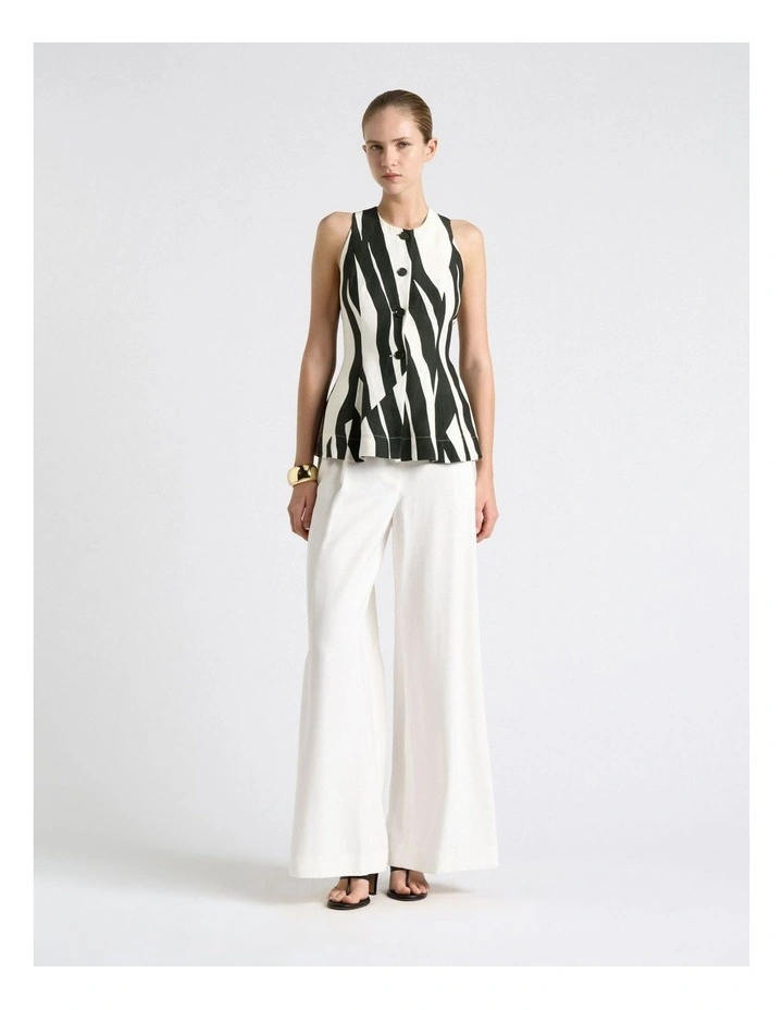 Broken Stripe Peplum Top in Green image 4