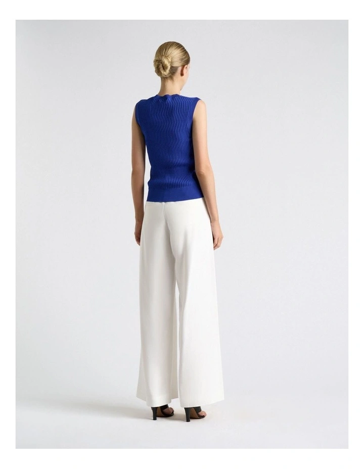 Textured Round Neck Knit Tank in Blue image 2
