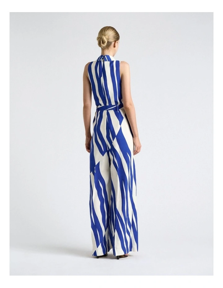 Broken Stripe Wide Leg Jumpsuit in Blue image 2