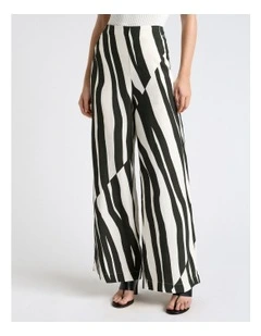 Broken Stripe Wide Leg Pant in Green
