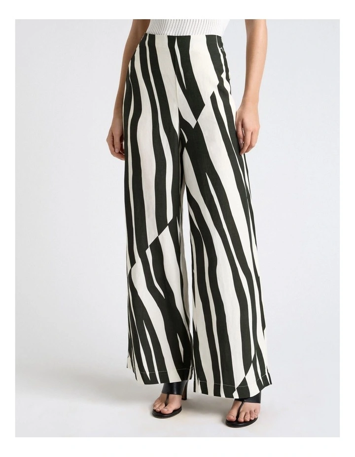 Broken Stripe Wide Leg Pant in Green image 1