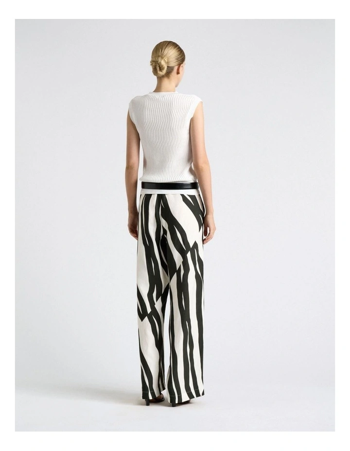 Broken Stripe Wide Leg Pant in Green image 2