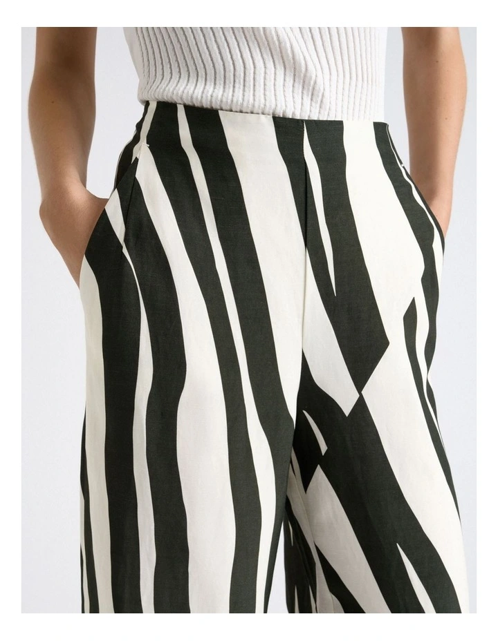 Broken Stripe Wide Leg Pant in Green image 3