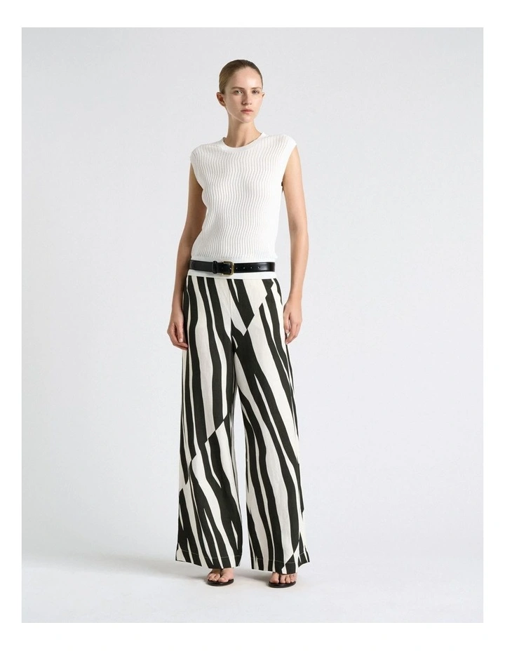 Broken Stripe Wide Leg Pant in Green image 4