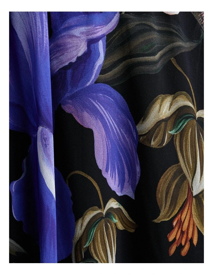 Midnight Tropical Halter Georgette Dress in Black image 6