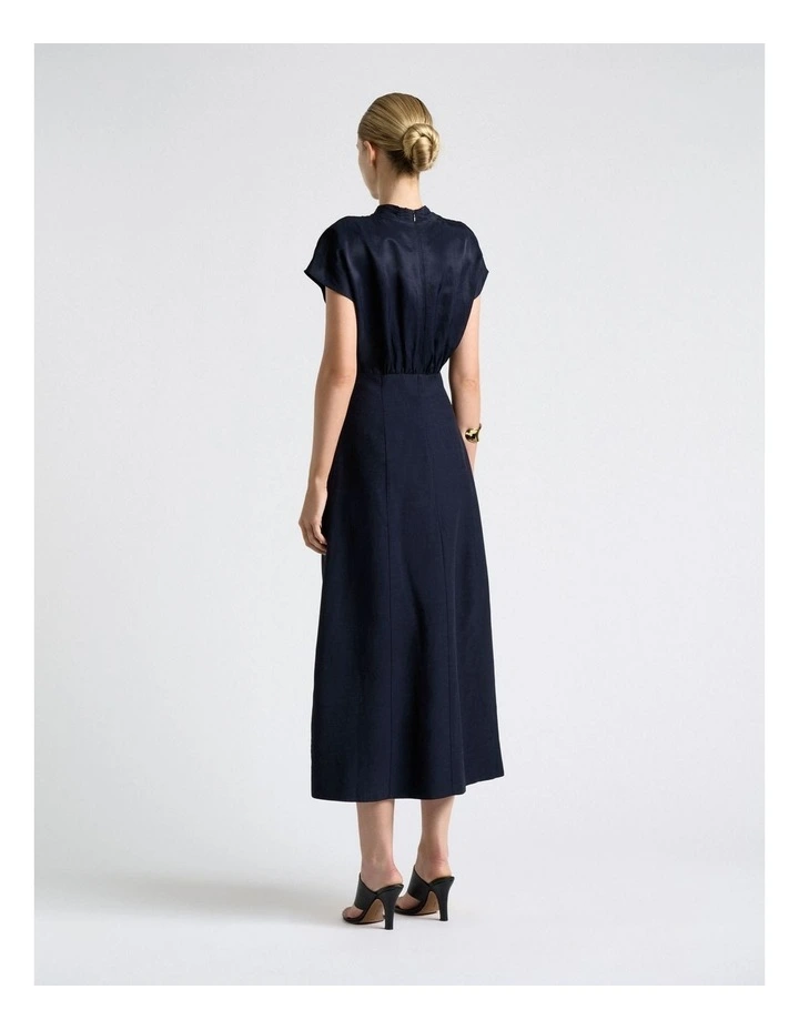 Viscose Blend Sculpted Bodice Dress in Blue image 2