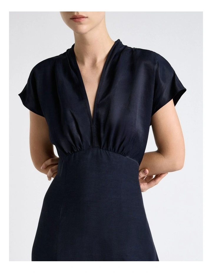 Viscose Blend Sculpted Bodice Dress in Blue image 4