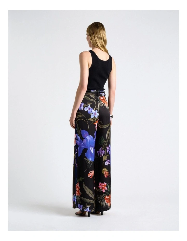 Midnight Tropical Piped Wide Leg Pant in Black image 2